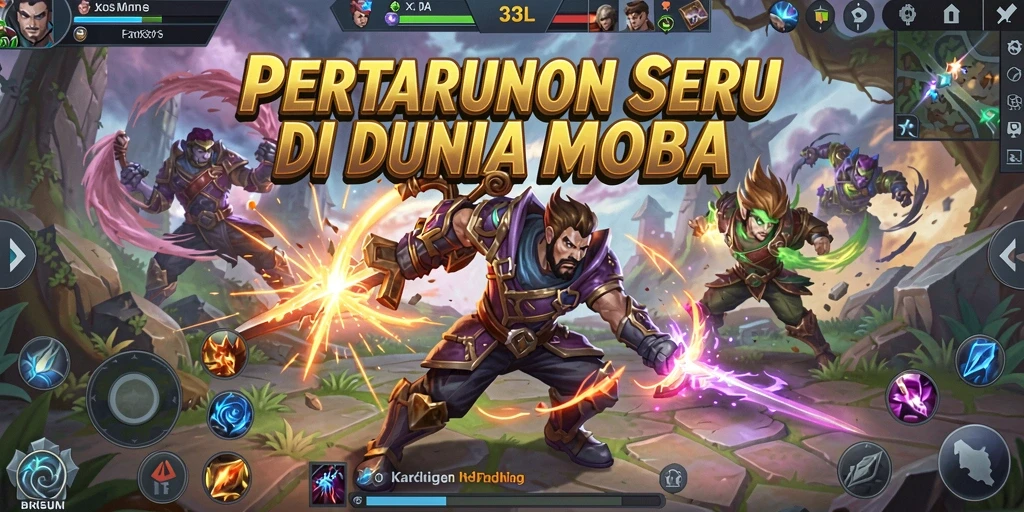 Tampilan pertarungan seru dalam game MOBA 33L.
