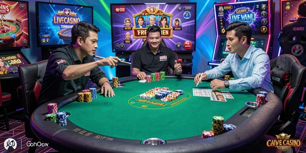 Screenshot gameplay 66D dengan dealer Live Casino yang menarik.