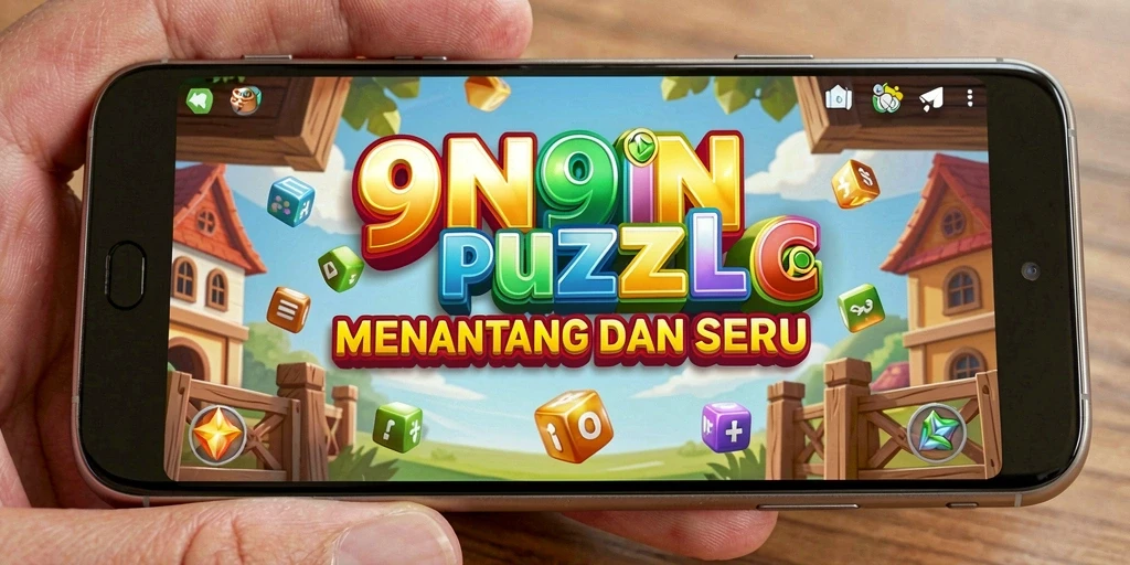 Tangkapan layar gameplay 9N9N menampilkan teka-teki yang penuh warna.