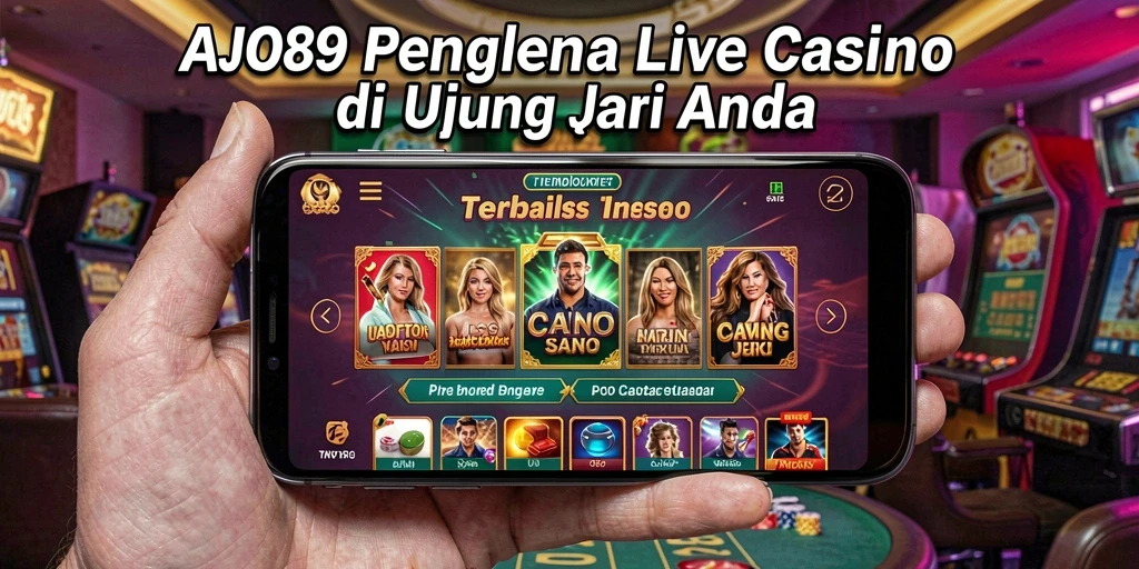 Screenshot AJO89 menampilkan dealer profesional dan suasana kasino yang nyata.