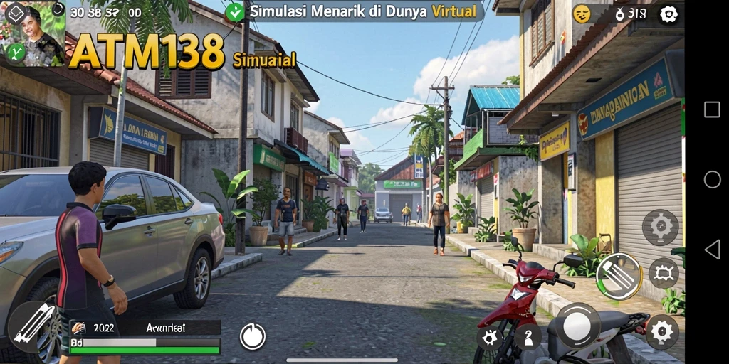 Screenshot gameplay ATM138 menampilkan desain kota yang kreatif dan interaktif.