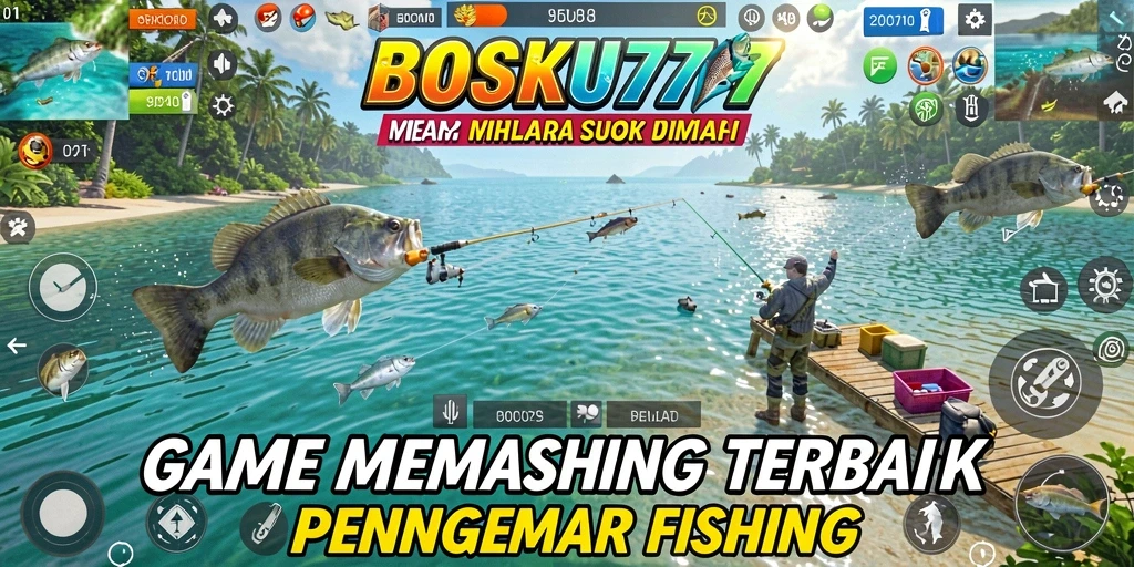Tampilan gameplay menegangkan saat memancing ikan besar di BOSKU777.