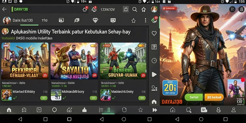 Tampilan antarmuka utama DAYA138 dengan fitur utilitas unggulan.