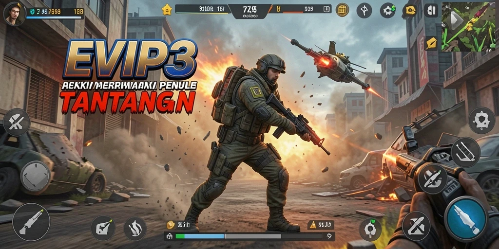 Tampilan gameplay menakjubkan dari EVIP3 yang penuh aksi.