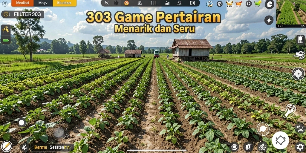 Tampilan gameplay FILTER303 dengan aktivitas bertani yang seru.