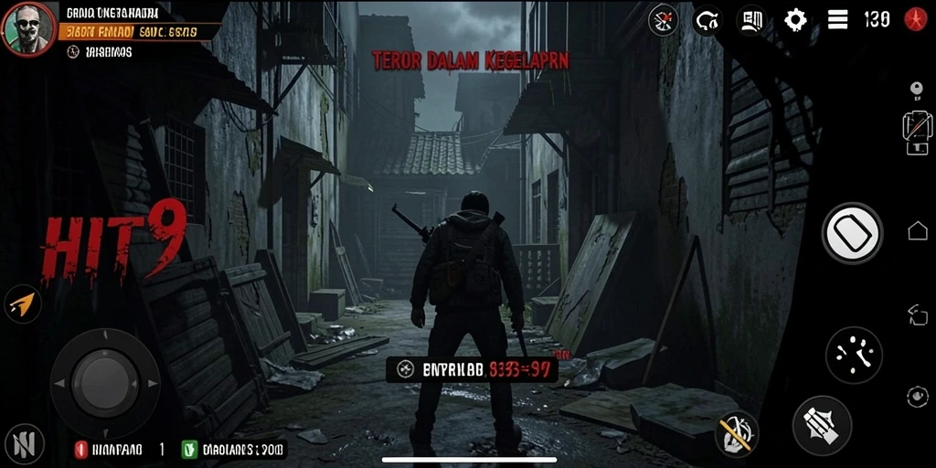 Tampilan gameplay mencekam dengan suasana horor yang intens.