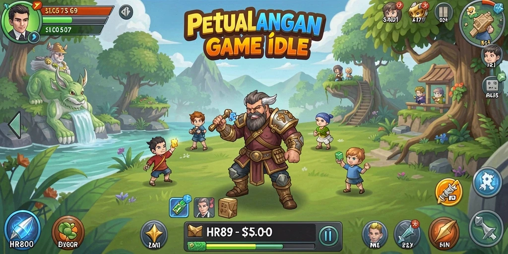 Screenshot utama HR89 memperlihatkan gameplay santai dan visual yang menarik.