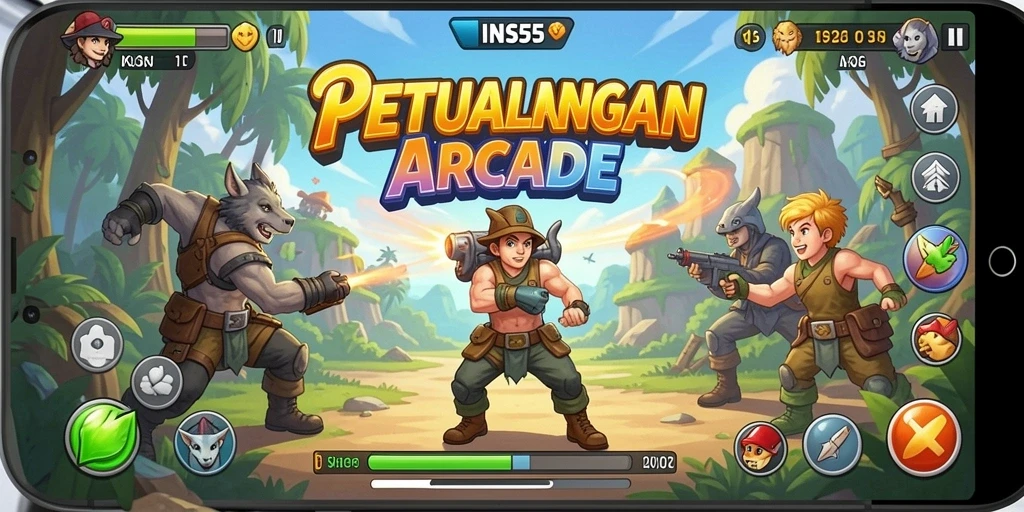 Tampilan penuh warna dan seru dari gameplay INS55.