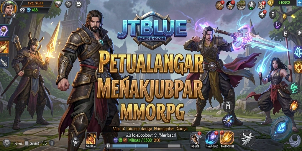 Screenshot gameplay JTBLUE menampilkan pertarungan seru dan dunia yang luas.