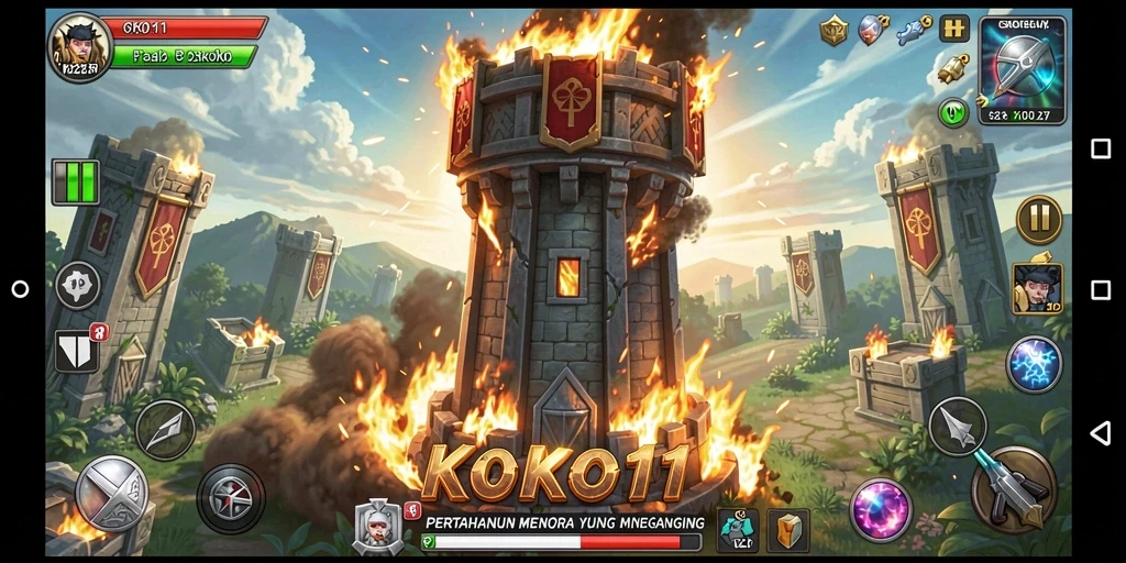 Tampilan menegangkan dalam pertempuran Tower Defense KOKO11.
