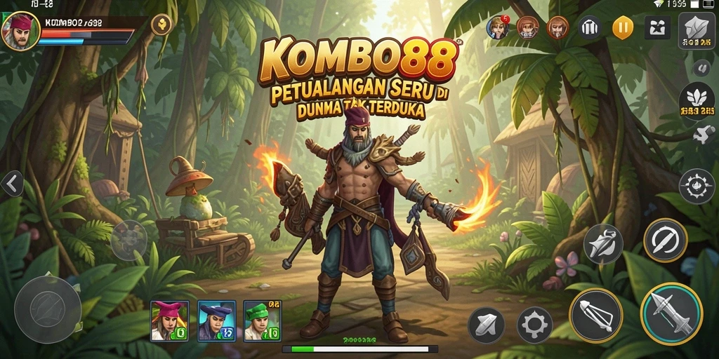 Tangkapan layar menunjukkan aksi seru dalam permainan petualangan KOMBO88.