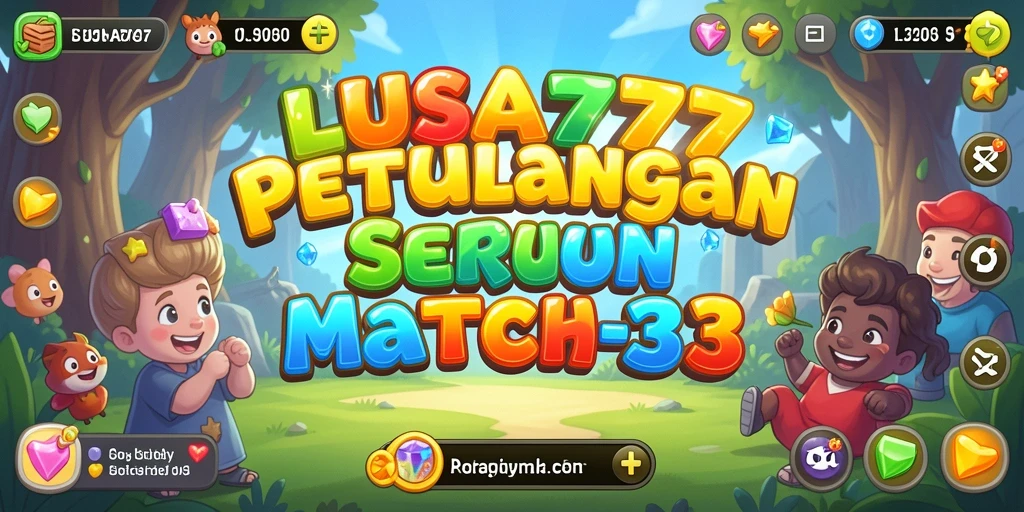 Screenshot utama LUSA777 menampilkan gameplay Match-3 yang menarik.