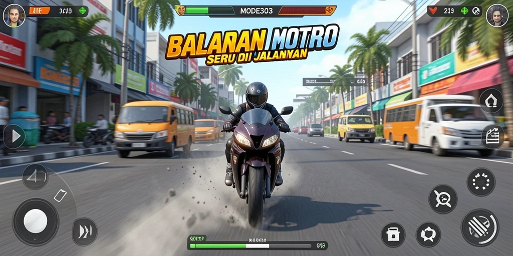 Gameplay seru balapan motor dengan grafik yang memukau.