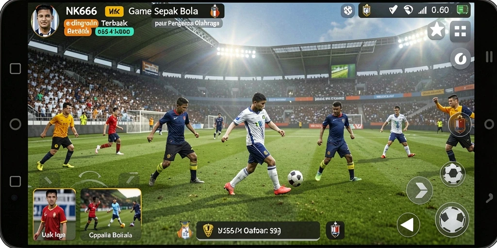 Tampilan gameplay NK666 yang seru dan menegangkan dalam pertandingan sepak bola.