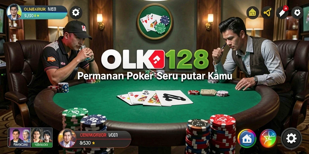 Screenshot gameplay OLX128 menampilkan suasana poker yang mendebarkan.