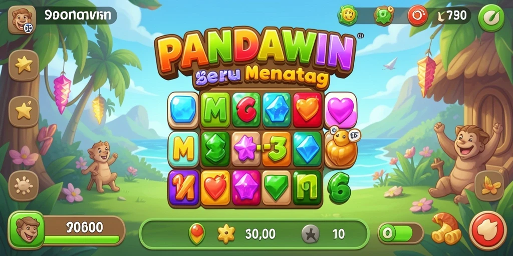 Tampilan gameplay seru di PANDAWIN dengan berbagai item colorful.