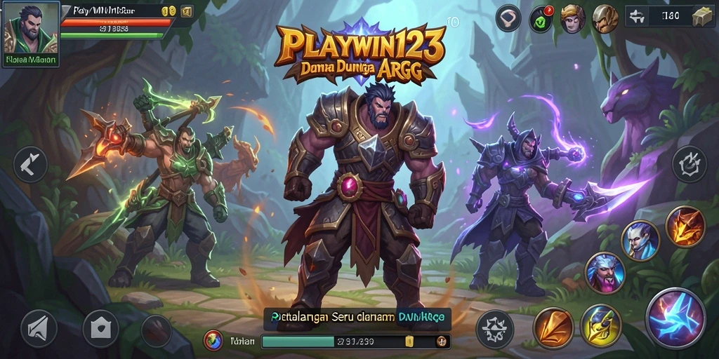 Screenshot utama PLAYWIN123 menampilkan aksi pertarungan yang mendebarkan dan karakter yang menawan.