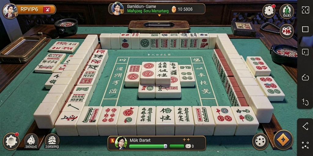 Skrinsut gameplay RPVIP6 menampilkan papan Mahjong yang menarik.