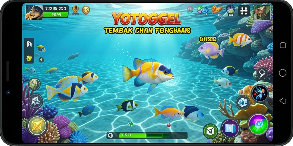 Tampilan gameplay YOTOGEL yang seru saat menangkap ikan.