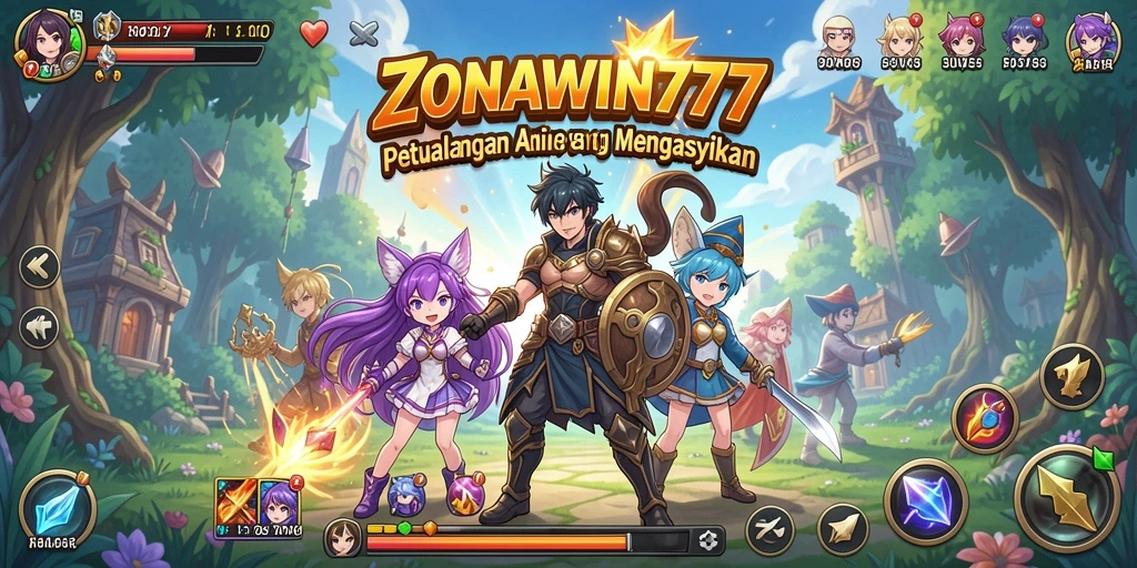 Screenshot gameplay ZONAWIN777 menampilkan karakter anime dalam aksi.